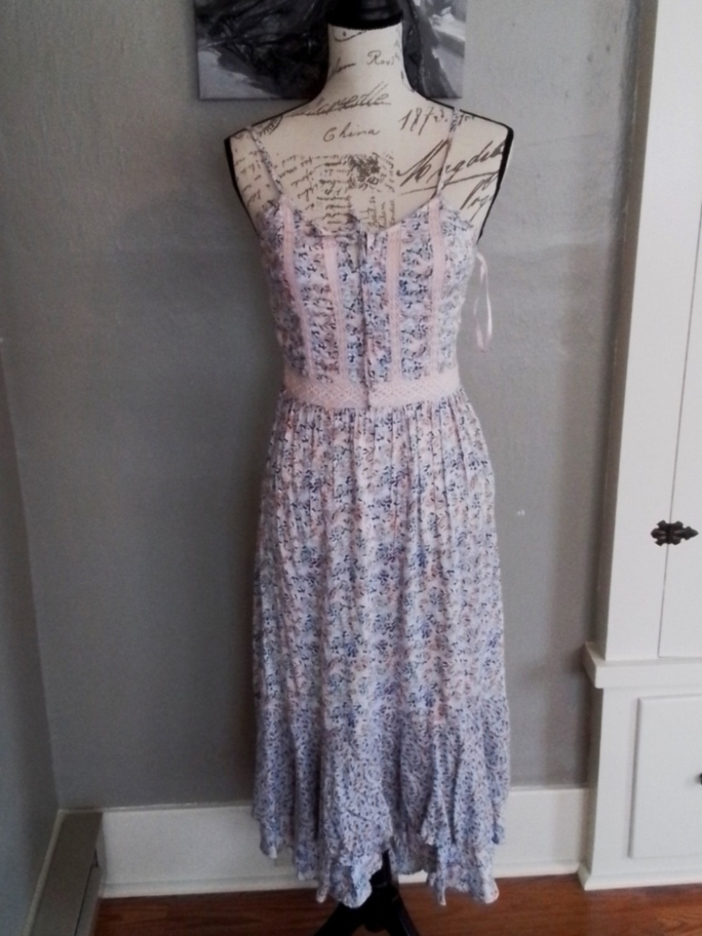 PINK AND BLUE FLORAL SUMMER DRESS